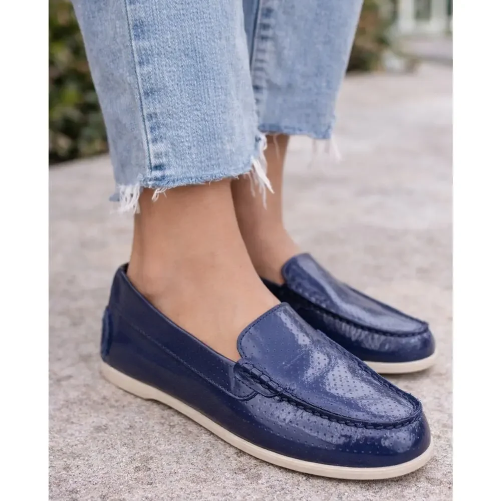 Sperry Top-Sider W7 Blue Leather Slip On Boat Shoes Driving Loafers STS83011